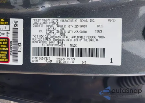 2023 Toyota Tundra Sr5 из США, поврежденный, VIN 5TFLA5DB2PX084083